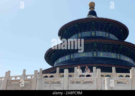 Beijing, Chine. Mar 16, 2019. Photo Mobile montre le Temple du Ciel à Beijing, capitale de Chine, le 16 mars 2019. Credit : Zhang Haofu/Xinhua/Alamy Live News Banque D'Images