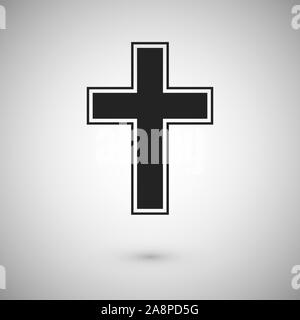 Croix Noire avec l'AVC. Signe et symbole du christianisme. Croix de conception. Vector illustration Illustration de Vecteur
