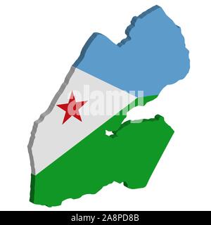 Carte Drapeau Djibouti 3D illustration vecteur EPS 10. Illustration de Vecteur