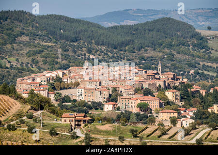 Vue générale sur le Seggiano, la Toscane, l'Italie, l'Europe. Banque D'Images