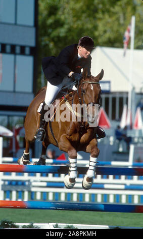 CSIO Spruce Meadows Masters 1992Tina Cassan, Grande-Bretagne, école Brown Group Treffer Banque D'Images