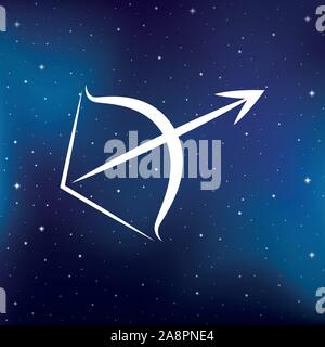 Blue signe astrologique sagittaire horoscope dans starry sky vector illustration EPS10 Illustration de Vecteur