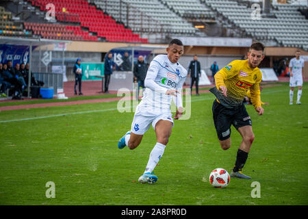 Lausanne, Suisse. 10 Nov, 2019. Lausanne, Suisse - 2019/11/08 : Elton Monteiro Almada de Lausanne Sport est en action au cours de la 14e jour Brach.ch Challenge League entre Lausanne Sport et Fc Schaffhouse. Lausanne Sport gagne 5-0. (Photo par Eric Dubost/Pacific Press) Credit : Pacific Press Agency/Alamy Live News Banque D'Images