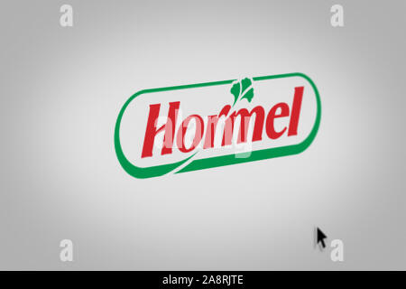 Logo de l'entreprise publique Hormel Foods Corp. affichée sur un écran d'ordinateur en gros plan. Credit : PIXDUCE Banque D'Images