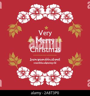Conception de lettrage très joyeux Noël, avec des feuilles de décor floral frame. Vector Illustration de Vecteur