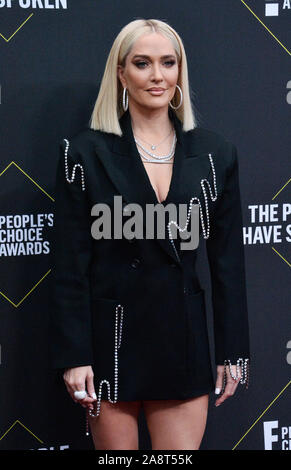 Santa Monica, USA. 11Th Nov, 2019. Singer Erika Jayne arrive pour la 45e année ! People's Choice Awards au Barker Hangar à Santa Monica, Californie le dimanche, Novembre 10, 2019. Photo par Jim Ruymen/UPI UPI : Crédit/Alamy Live News Banque D'Images