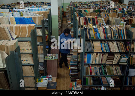 Tambov, Région de Tambov, en Russie. 10 Nov, 2019. Une femme lit un livre dans la bibliothèque de l'Université technique d'Etat de Tambov Crédit : Demian Stringer/ZUMA/Alamy Fil Live News Banque D'Images