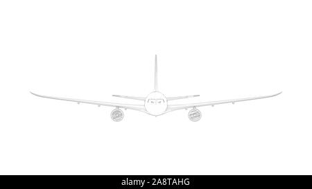 Le rendu 3D d'un jumbo jet avion commericial isolés dans White Banque D'Images