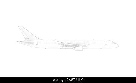 Le rendu 3D d'un jumbo jet avion commericial isolés dans White Banque D'Images