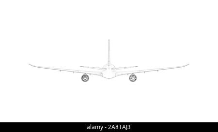 Le rendu 3D d'un jumbo jet avion commericial isolés dans White Banque D'Images