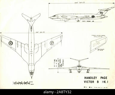 Bombardier stratégique jet britannique Handley Page Victor B MK.I, dessin, UK 1940 Banque D'Images