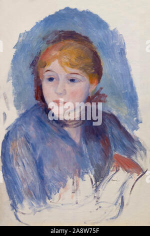 Jeune fille en bleu, Pierre-Auguste Renoir, 1883, Banque D'Images