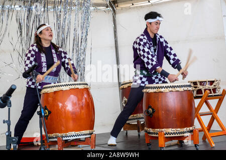 Melbourne, Australie - le 6 octobre 2019 : tambours Taiko de prestations Banque D'Images