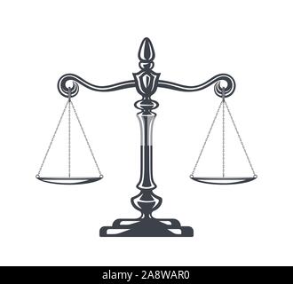 Balance de la justice l'illustration vectorielle. Les échelles de poids, l'équilibre. Concept du droit et de la justice. Centre juridique ou law advocate symbole. La balance dans télévision design. Jur Illustration de Vecteur