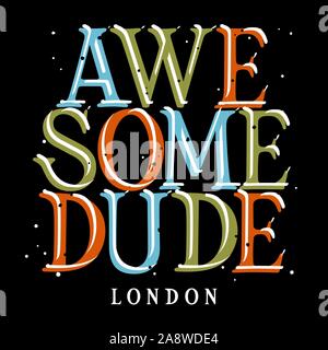 Awesome Dude typographie pour les enfants enfant T Shirt Vintage Vector Grunge Texture Illustration de Vecteur