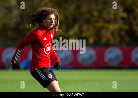 Hensol, Cardiff, Pays de Galles, Royaume-Uni. 11Th Nov, 2019. Hensol, Pays de Galles, Royaume-Uni, le 11 novembre 2019. Ethan Ampadu pendant l'entraînement de l'équipe nationale de football du Pays de Galles à Vale Resort à l'avance correspond à l'encontre de l'Azerbaïdjan et la Hongrie. Credit : Mark Hawkins/Alamy Live News Banque D'Images