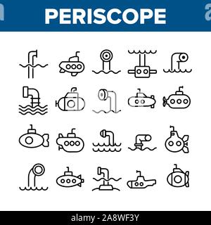 Les éléments de la cueillette de périscope Icons Set Vector Illustration de Vecteur