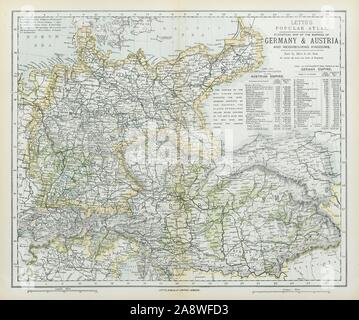 Allemagne & Autriche-HONGRIE régions vinicoles en vert. LETTS 1883 carte ancienne Banque D'Images