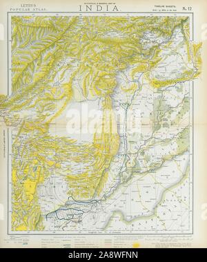 Le PAKISTAN et l'Afghanistan. Punjab Beluchistan Sinde. L'Inde britannique. LETTS 1883 map Banque D'Images