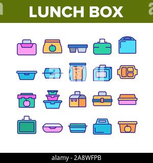 Lunch Box Éléments Collection Icons Set Vector Illustration de Vecteur