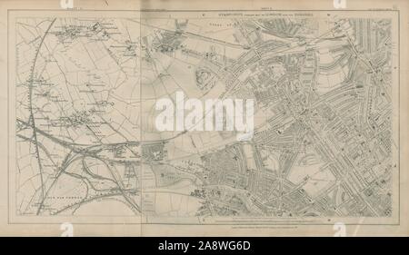 Plan de la bibliothèque de Stanford Fiche Londres 5/5a Willesden Kilburn St John's Wood 1895 Banque D'Images