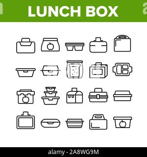 Lunch Box Éléments Collection Icons Set Vector Illustration de Vecteur