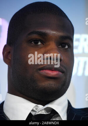 Daniel Dubois lors de la conférence de presse BT Tower, London. Banque D'Images