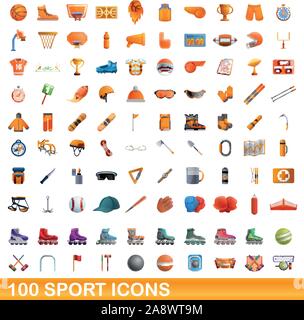 100 sport icons set. Cartoon illustration de 100 sport icons vector set isolé sur fond blanc Illustration de Vecteur