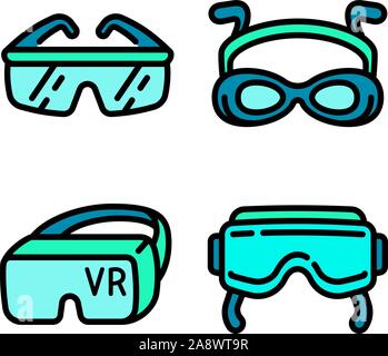 Lunettes icons set. Série de lunettes Contour vector icons pour la conception web isolé sur fond blanc Illustration de Vecteur