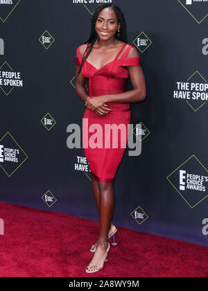 Tennis player Coco Gauff arrive à la 2019 E ! People's Choice Awards s'est tenue au Barker Hangar sur 10 Novembre 2019 à Santa Monica, Los Angeles, Californie, USA. (Photo par Xavier Collin/Image Press Office) Banque D'Images