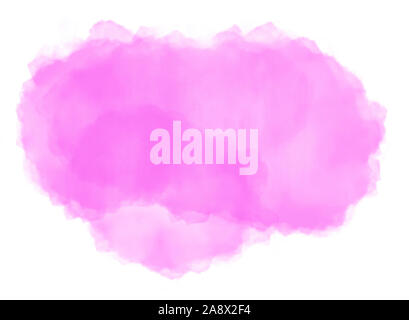 Nuage rose aquarelle splash sur fond blanc. Banque D'Images