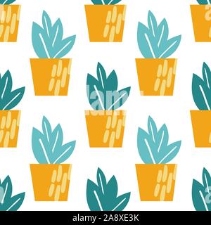Hand drawn seamless plantes. Les pots de fleurs et des jardinières. Vector illustration. Parfait pour le textile, tissu, papier d'emballage design Illustration de Vecteur