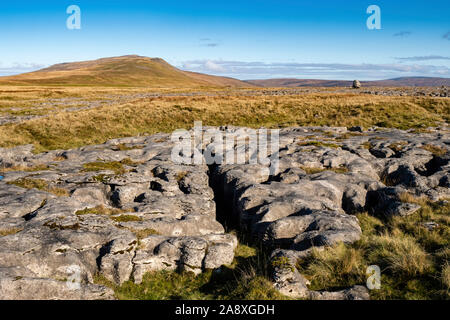 Le Yorkshire Three Peaks Challenge prend sur les pics de Pen-y-ghent, Whernside et Ingleborough, généralement dans cet ordre, et en moins de 12 heures. Banque D'Images