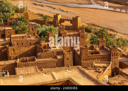 Ait Ben Hadou, Aït Benhaddou, une ville ancienne et l'emplacement pour le film Gladiator avec Russell Crowe, le Maroc, l'Afrique du Nord Banque D'Images