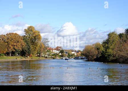 Une journée d'automne ensoleillée par la Tamise à Lower Sunbury Surrey England UK Banque D'Images