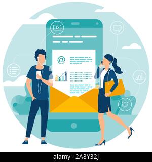 Mail et marketing des médias sociaux Illustration de Vecteur