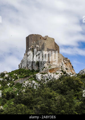 Quéribus, Aude/France ; 25 Mai 2014 : château de Quéribus, château en ruines sur la commune de Cucugnan, Aude, France Banque D'Images