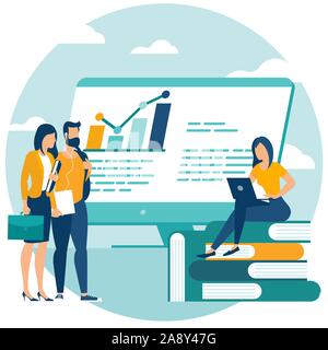 L'enseignement à distance et en ligne Illustration de Vecteur