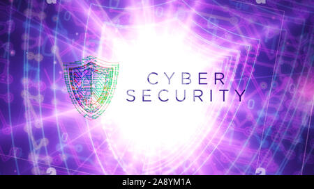 La cybersécurité rendu 3D illustration futuriste. Résumé Contexte intro numérique. Concept de protection de l'ordinateur et la sécurité internet. Banque D'Images