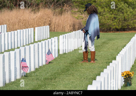 Newtown, Connecticut, USA - 11/11/2019 : Célébration de la Journée des anciens combattants au cimetière National de Washington Crossing Banque D'Images