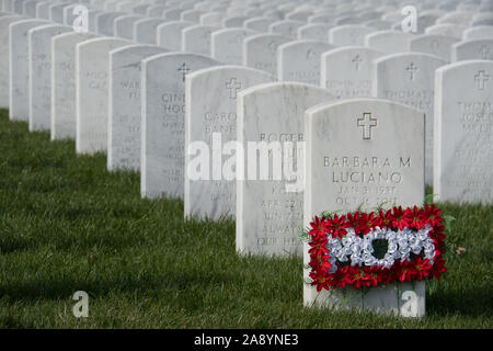 Newtown, Connecticut, USA - 11/11/2019 : Célébration de la Journée des anciens combattants au cimetière National de Washington Crossing Banque D'Images