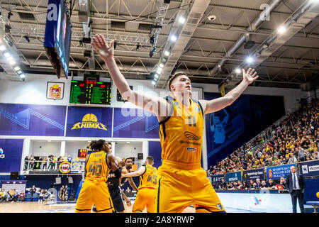 # 11 Jonas Jerebko de Khimki Moscow vu en action lors de l'Organisation des match de championnat entre VTB Khimki Moscow et Parme Perm.(score final ; Khimki Moscow 103-100 Parme) Perm Banque D'Images