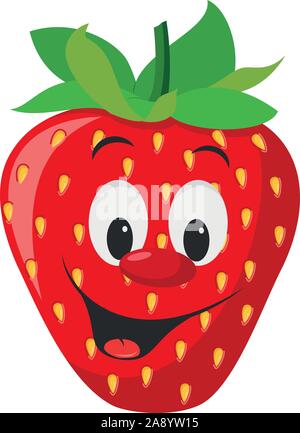 Caractères Fruits Collection : Vector illustration d'un drôle de sourire et de caractère aux fraises. Illustration de Vecteur