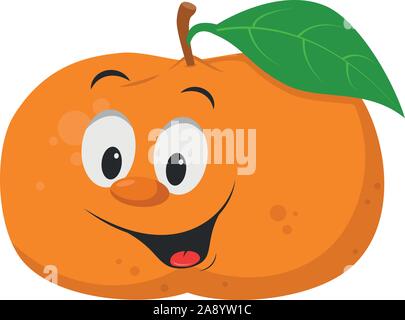 Caractères Fruits Collection : Vector illustration d'un drôle de sourire et la mandarine. Illustration de Vecteur