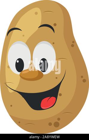 Caractères légumes Collection : Vector illustration d'un drôle de sourire et de pommes de terre style dessin animé. Illustration de Vecteur