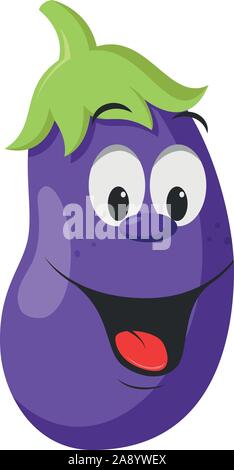 Caractères légumes Collection : Vector illustration d'un drôle de sourire et l'aubergine en style cartoon. Illustration de Vecteur