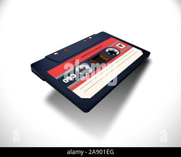 Cassette compacte C60 avec bande en vue perspective. Illustration de Vecteur