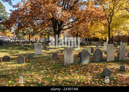 L'ancien Burying Ground dans Harvard Square, Cambridge, MA Banque D'Images