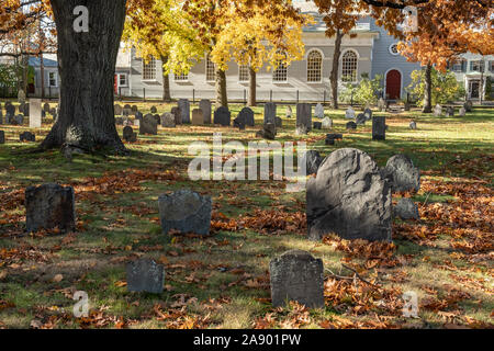 L'ancien Burying Ground dans Harvard Square, Cambridge, MA Banque D'Images