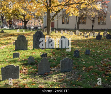 L'ancien Burying Ground dans Harvard Square, Cambridge, MA Banque D'Images